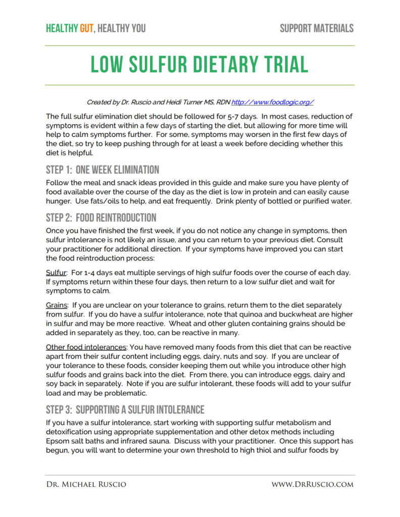 Low Sulfur Diet Handout - low sulfur diet handout