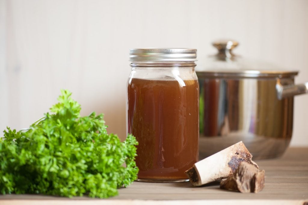 Bone broth in a mason jar