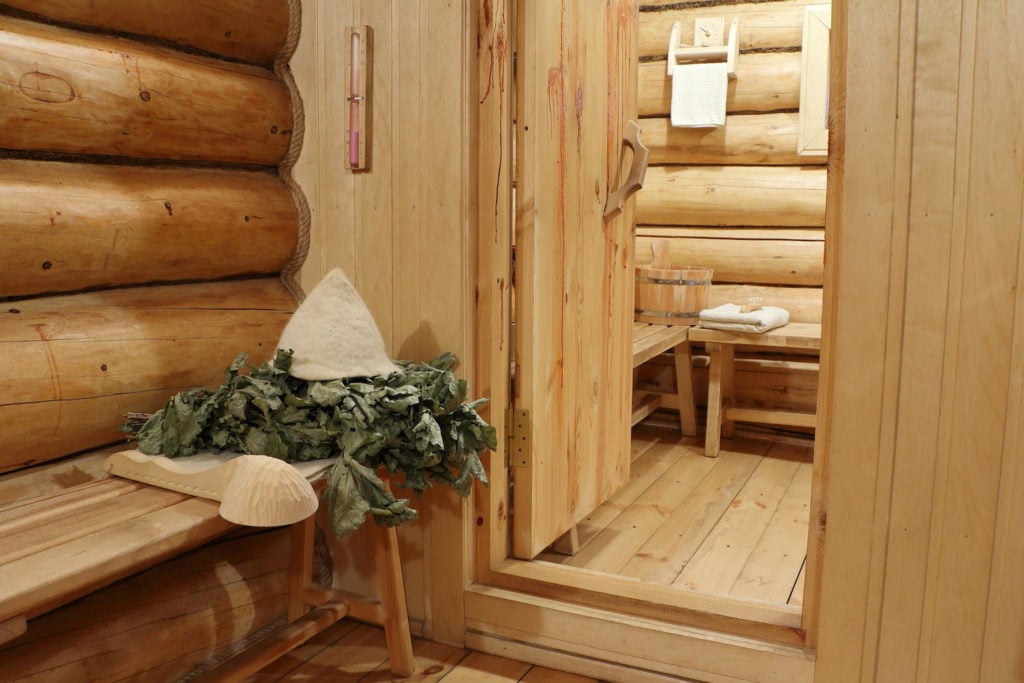 Classic wooden sauna cabin