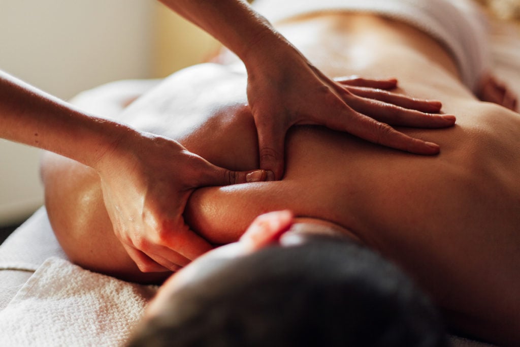 Woman getting a vagus nerve massage