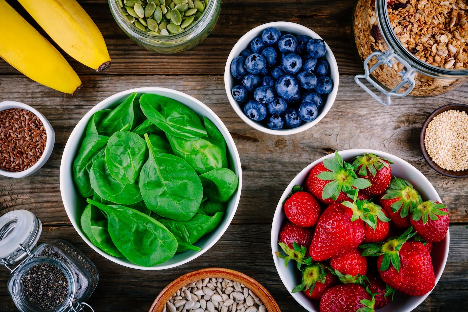 Fruits and vegetables in a bowls